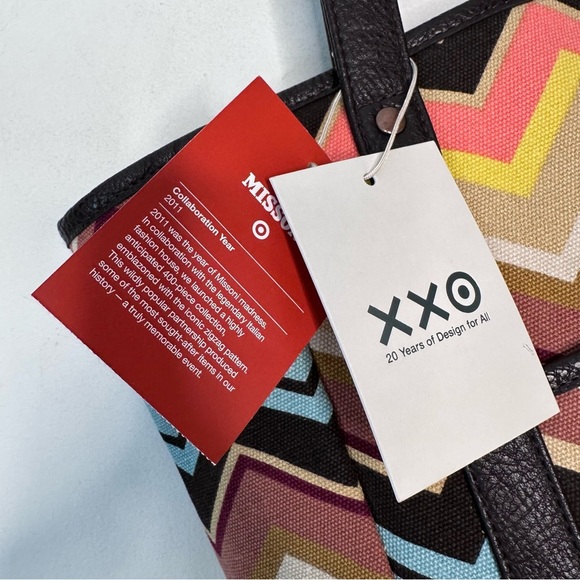 Missoni X Target Multi Color Chevron Zig Zag Canvas Tote Large Brown - Picture 7 of 15